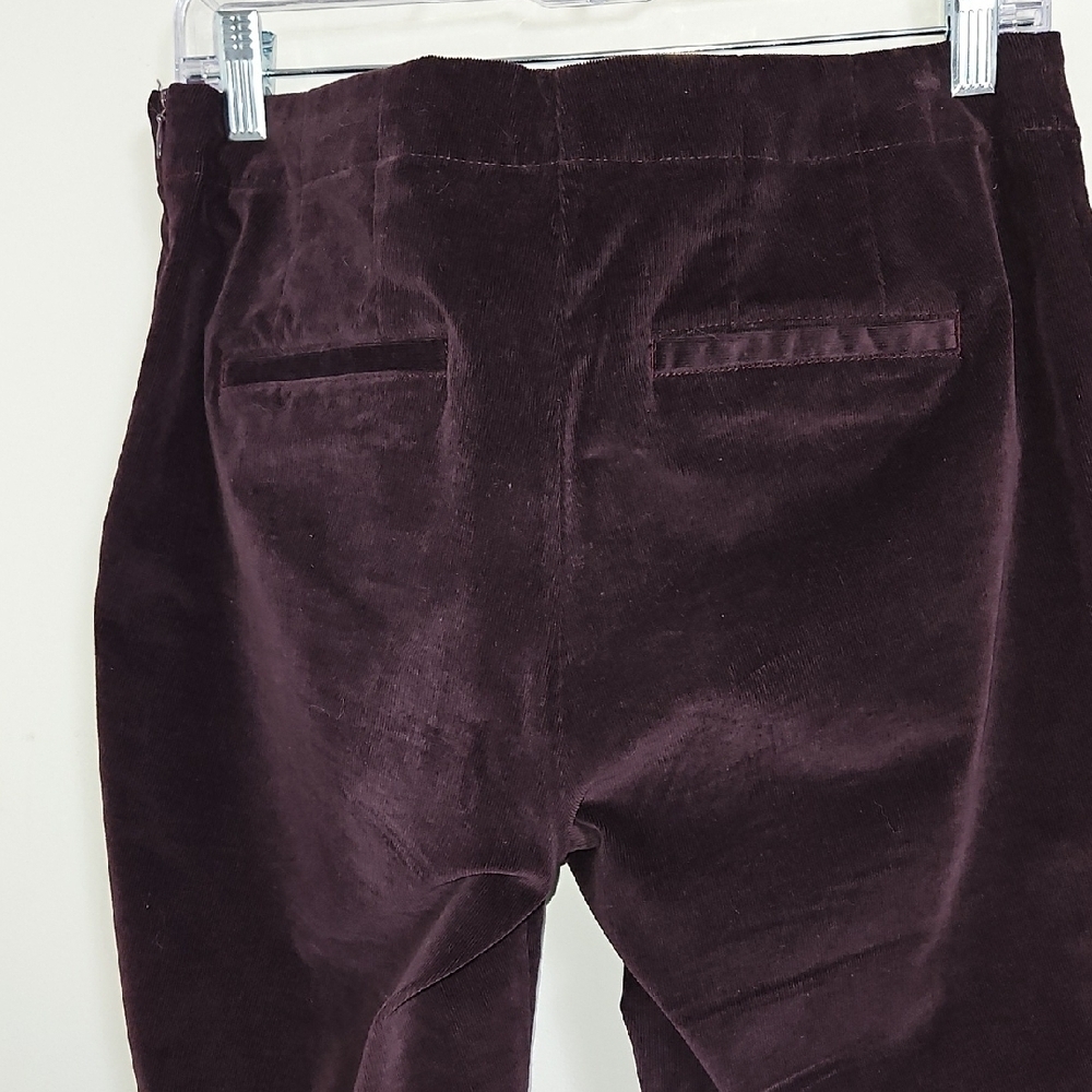 J.Jill Corduroy Burgundy Side Zip Flat Front Pants Size 8 - Picture 5 of 12